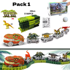 Circuito de dinosaurios con coches eléctricos