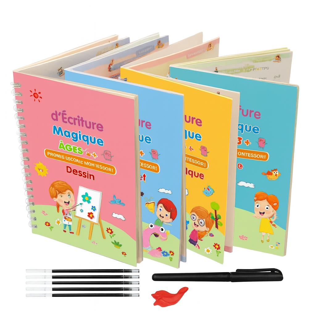 4 libros de escritura mágica Montessori