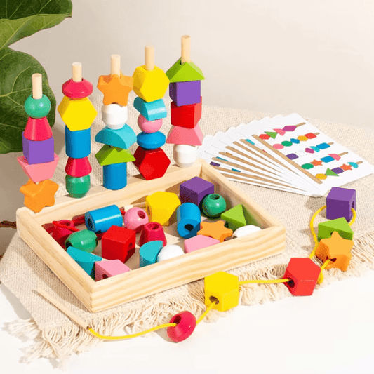 Kit de cuentas de madera Montessori: juego educativo de clasificación y enhebrado